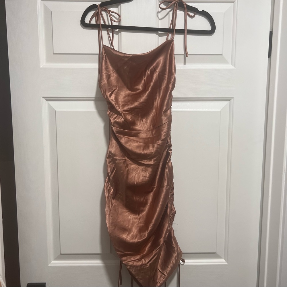 Rust orange satin mini dress XS/S